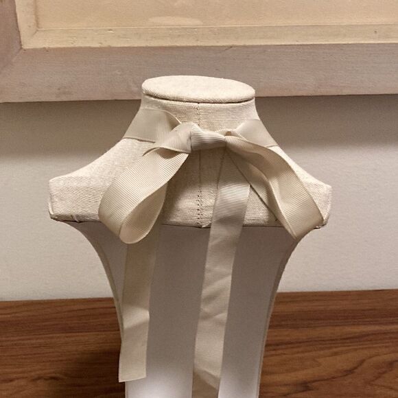 Vintage Mod Double Orange Circular Drop Necklace on Ribbon. - Picture 4 of 5